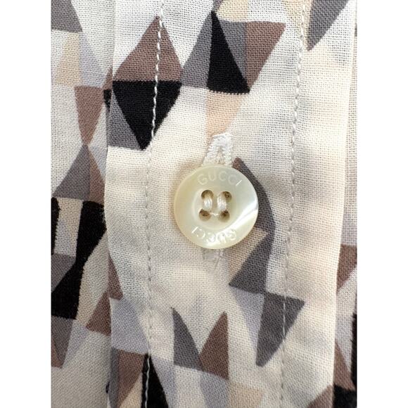 Gucci Black and White Geometric Print Button Up Shirt EU 38 - Picture 10 of 13